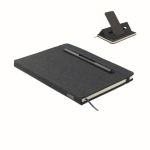 A5-Hardcover-Notizbuch mit Handyhalter farbe marineblau vierte Ansicht