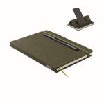A5-Hardcover-Notizbuch mit Handyhalter farbe dunkelgrün vierte Ansicht