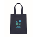 Kleine RPET-Tasche bunt mit Bodenfalte 80 g/m² farbe blau Ansicht mit Druckbereich