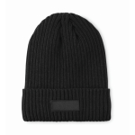 Unisex-Strickmütze mit Patch, versch. Farben farbe schwarz