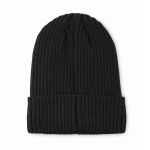 Unisex-Strickmütze mit Patch, versch. Farben farbe schwarz zweite Ansicht
