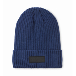 Unisex-Strickmütze mit Patch, versch. Farben farbe blau
