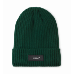 Unisex-Strickmütze mit Patch, versch. Farben farbe dunkelgrün Hauptansicht