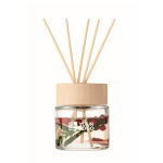 Duftdiffusor 6 Stäbchen Vanille + Deko-Blumen farbe transparent Ansicht mit Druckbereich