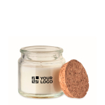 Vanillekerze Pflanzenwachs mit Korkdeckel farbe beige Ansicht mit Druckbereich