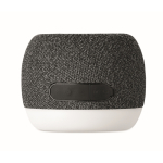 Mini-Lautsprecher aus RPET mit Bambusdetail farbe schwarz achte Ansicht