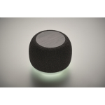 Mini-Lautsprecher aus RPET mit Bambusdetail farbe schwarz Detailbild