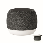 Mini-Lautsprecher aus RPET mit Bambusdetail farbe schwarz