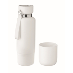 Isolierflasche mit Griff und Becher, 500 ml farbe weiß