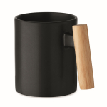 Tasse Keramik mit Holzhenkel gerade 320 ml farbe schwarz