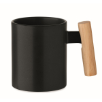Tasse Keramik mit Holzhenkel gerade 320 ml farbe schwarz zweite Ansicht