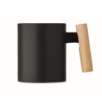 Tasse Keramik mit Holzhenkel gerade 320 ml farbe schwarz vierte Ansicht