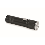 Taschenlampe aus recyceltem Alu mit 3 Lichtstufen und Zoomfunktion farbe schwarz