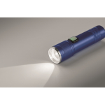 Taschenlampe aus recyceltem Alu mit 3 Lichtstufen und Zoomfunktion farbe blau drittes Detailbild