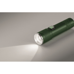 Taschenlampe aus recyceltem Alu mit 3 Lichtstufen und Zoomfunktion farbe dunkelgrün drittes Detailbild