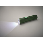 Taschenlampe aus recyceltem Alu mit 3 Lichtstufen und Zoomfunktion farbe dunkelgrün sechstes Detailbild