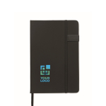 Schwarzes Hardcover-Notizbuch mit USB A5 farbe schwarz Ansicht mit Druckbereich
