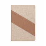 A5-Notizbuch mit Kork/Baumwolle + Wireless Charger farbe beige