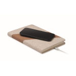 A5-Notizbuch mit Kork/Baumwolle + Wireless Charger farbe beige zweite Ansicht