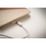A5-Notizbuch mit Kork/Baumwolle + Wireless Charger farbe beige drittes Detailbild