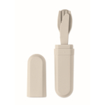Set mit 3 nachhaltigen Bestecken im Etui farbe beige zweite Ansicht
