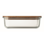 Glas-Brotdose mit Holzdeckel und elastischem Verschlussband farbe transparent sechste Ansicht