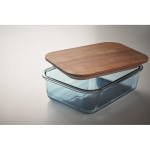 Glas-Brotdose mit Holzdeckel und elastischem Verschlussband farbe blau-transparent drittes Detailbild