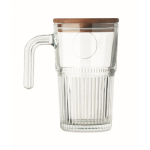 Große Glas-Tasse geriffelt mit Holzdeckel 450 ml farbe transparent sechste Ansicht