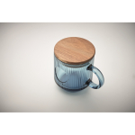 Glas-Tasse geriffelt mit Acacia-Deckel 300 ml farbe blau-transparent drittes Detailbild