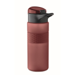 RPET-Flasche mit Klappdeckel und Strohhalm 500 ml farbe bordeaux dritte Ansicht