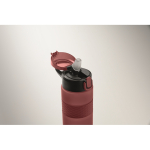 RPET-Flasche mit Klappdeckel und Strohhalm 500 ml farbe bordeaux fünftes Detailbild