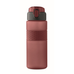 RPET-Flasche mit Klappdeckel und Strohhalm 500 ml farbe bordeaux