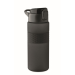 RPET-Flasche mit Klappdeckel und Strohhalm 500 ml farbe schwarz