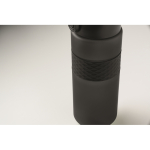 RPET-Flasche mit Klappdeckel und Strohhalm 500 ml farbe schwarz sechstes Detailbild