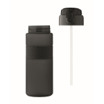 RPET-Flasche mit Klappdeckel und Strohhalm 500 ml farbe schwarz neunte Ansicht