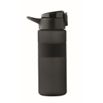 RPET-Flasche mit Klappdeckel und Strohhalm 500 ml farbe schwarz