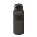 RPET-Flasche mit Klappdeckel und Strohhalm 500 ml farbe schwarz
