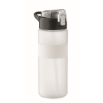 RPET-Flasche mit Klappdeckel und Strohhalm 500 ml farbe weiß-transparent
