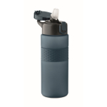 RPET-Flasche mit Klappdeckel und Strohhalm 500 ml farbe marineblau zweite Ansicht