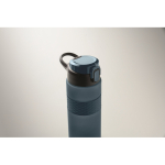 RPET-Flasche mit Klappdeckel und Strohhalm 500 ml farbe marineblau viertes Detailbild