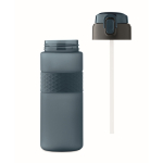 RPET-Flasche mit Klappdeckel und Strohhalm 500 ml farbe marineblau neunte Ansicht