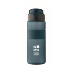 RPET-Flasche mit Klappdeckel und Strohhalm 500 ml farbe marineblau Ansicht mit Druckbereich