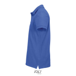 Herren-Polo Baumwolle, kurzarm, 2 Knöpfe farbe köngisblau seitliche Ansicht