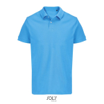 Herren-Polo Baumwolle, kurzarm, 2 Knöpfe farbe cyan-blau