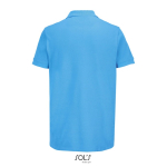 Herren-Polo Baumwolle, kurzarm, 2 Knöpfe farbe cyan-blau Rückansicht