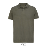 Herren-Polo Baumwolle, kurzarm, 2 Knöpfe farbe militärgrün