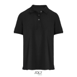 Damen-Polo Baumwolle, kurzarm, 3 Knöpfe farbe schwarz