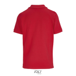 Damen-Polo Baumwolle, kurzarm, 3 Knöpfe farbe rot Rückansicht