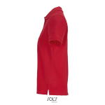 Damen-Polo Baumwolle, kurzarm, 3 Knöpfe farbe rot seitliche Ansicht