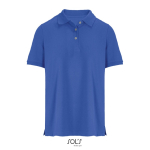 Damen-Polo Baumwolle, kurzarm, 3 Knöpfe farbe köngisblau dritte Ansicht